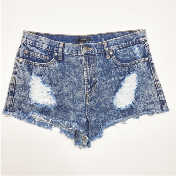 Forever 21 Acid Wash Distressed Cutoff Shorts - Picture 1 of 3